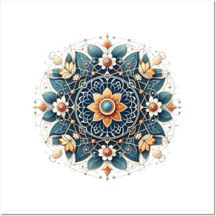 Symmetrical Flowers pattern -circular form Posters and Art